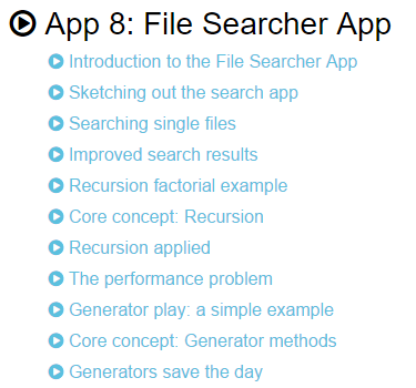 File Searcher App Video List