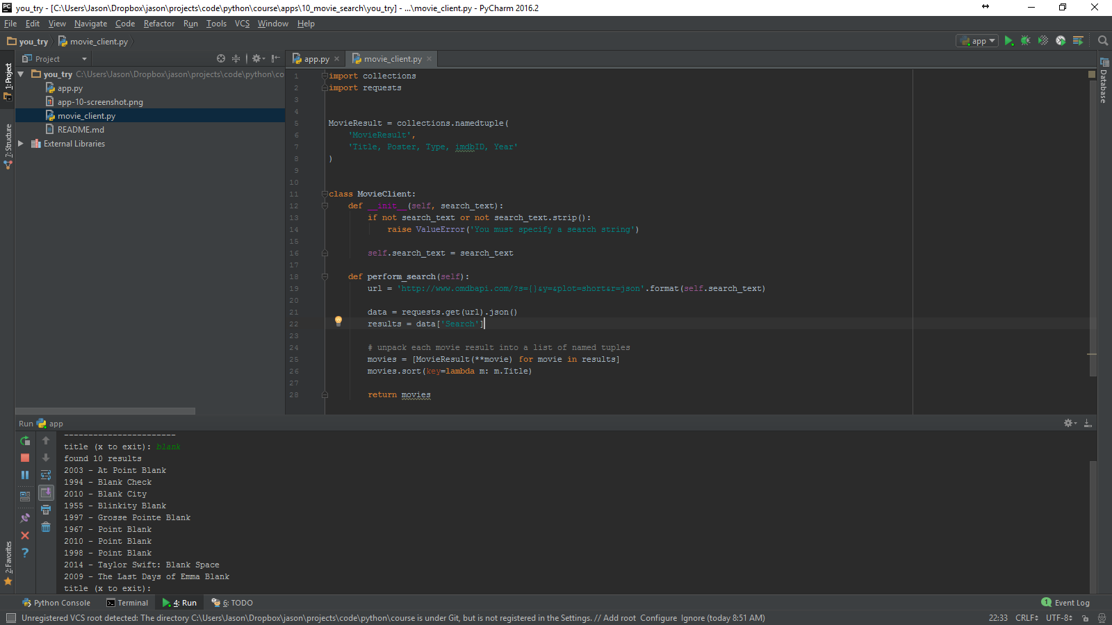 Pycharm screenshot